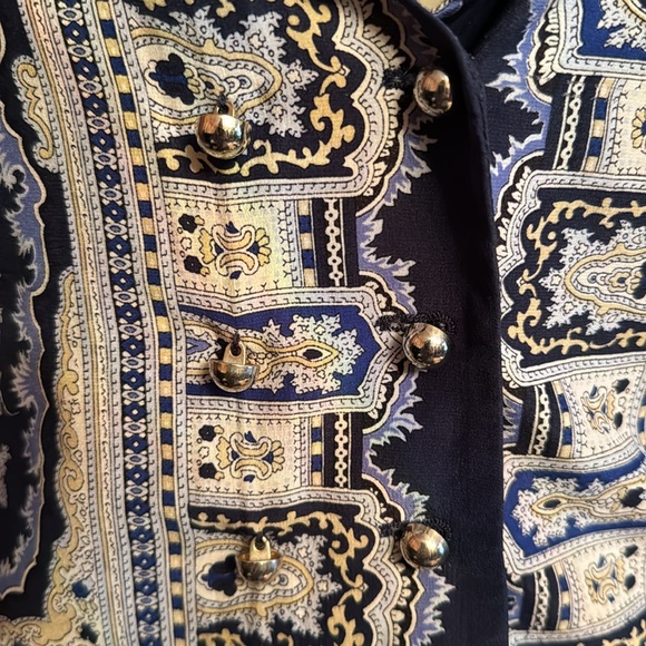 Zara women printed silk double breasted padded shoulder jacket S - Picture 5 of 13